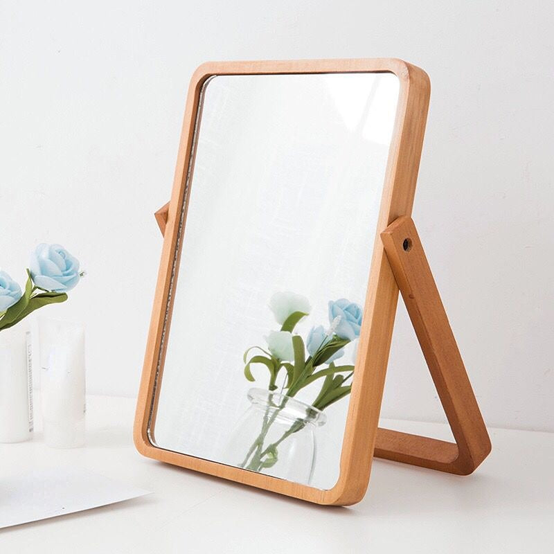 Elegant HD Wooden Makeup Mirror