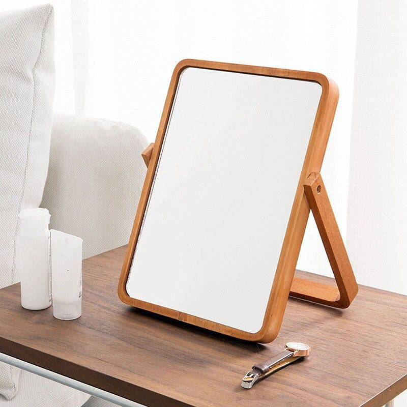Elegant HD Wooden Makeup Mirror