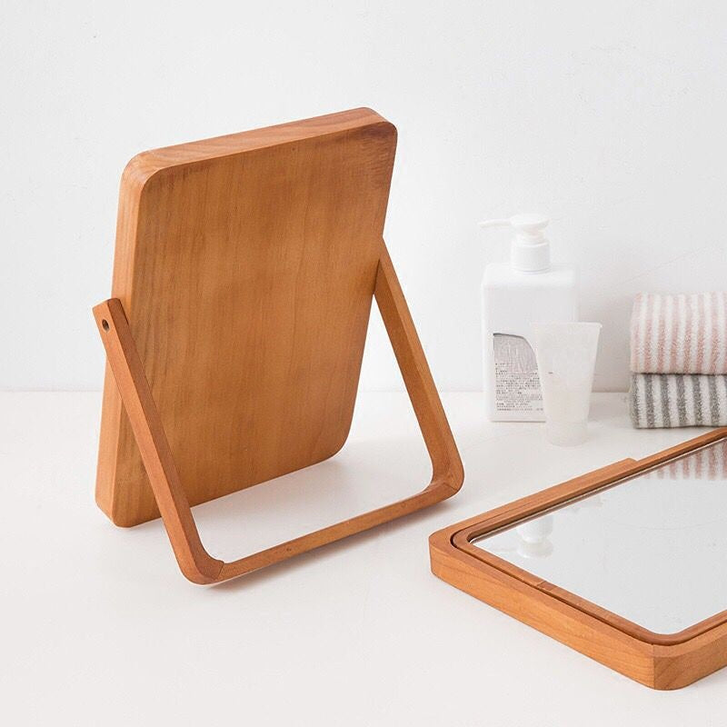 Elegant HD Wooden Makeup Mirror